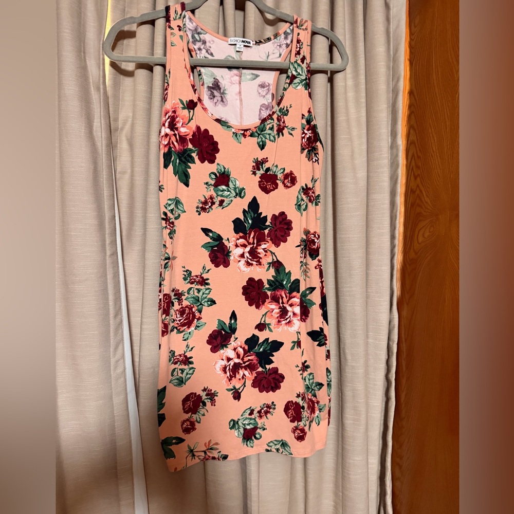 Fashion Nova Floral Mini Dress - Pink and Red
